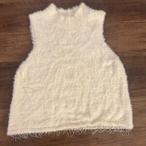 Zara Kids Fuzzy White Tank Top